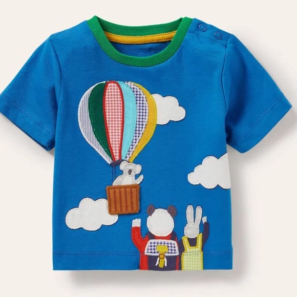 Baby Boden Blue Lift-the-Flap Tee with Hot Air Balloon Design NWT - Picture 3 of 5